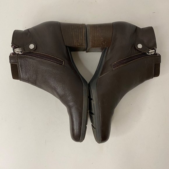 Geox‎ D745VA Brown Leather Ankle Boots Respira Breathable Block Heel Womens 38.5 - Picture 5 of 7